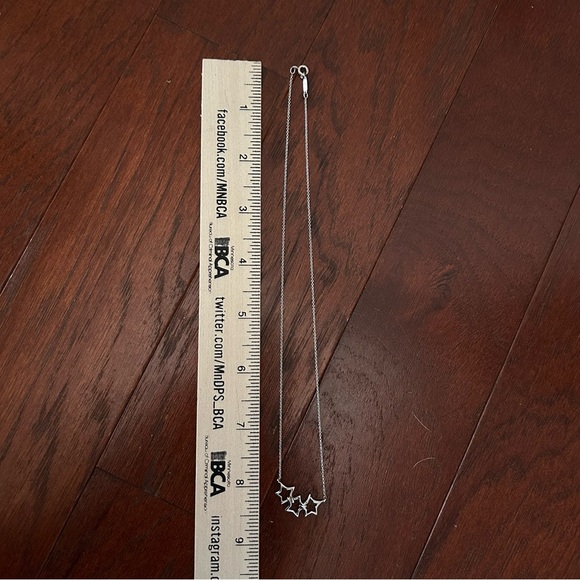 Auth Tiffany & Co. 925 Sterling Silver Triple Open Star Pendant Necklace 16" - Picture 3 of 11